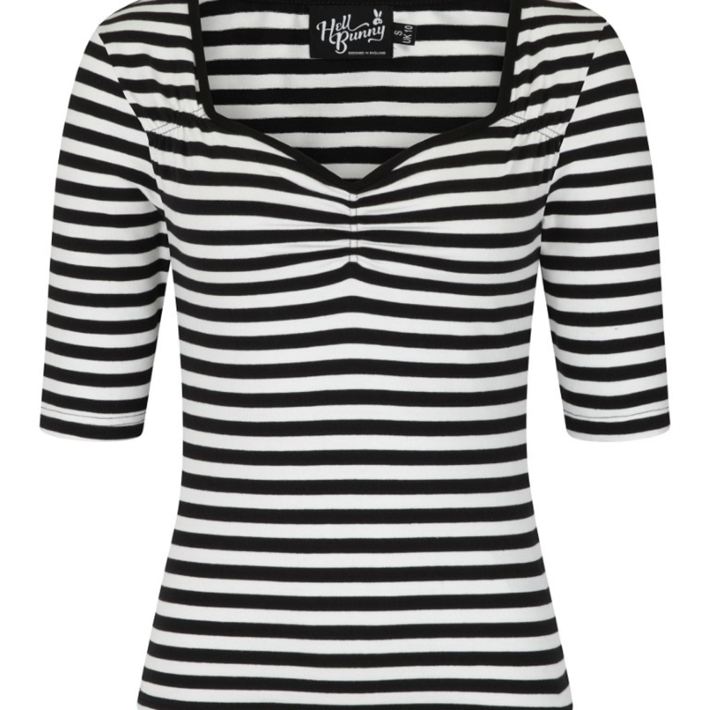 Hell Bunny Black and White Striped Top
